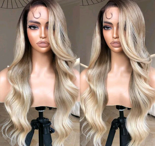 28-Inch Ombre Blonde Body Wave Wig